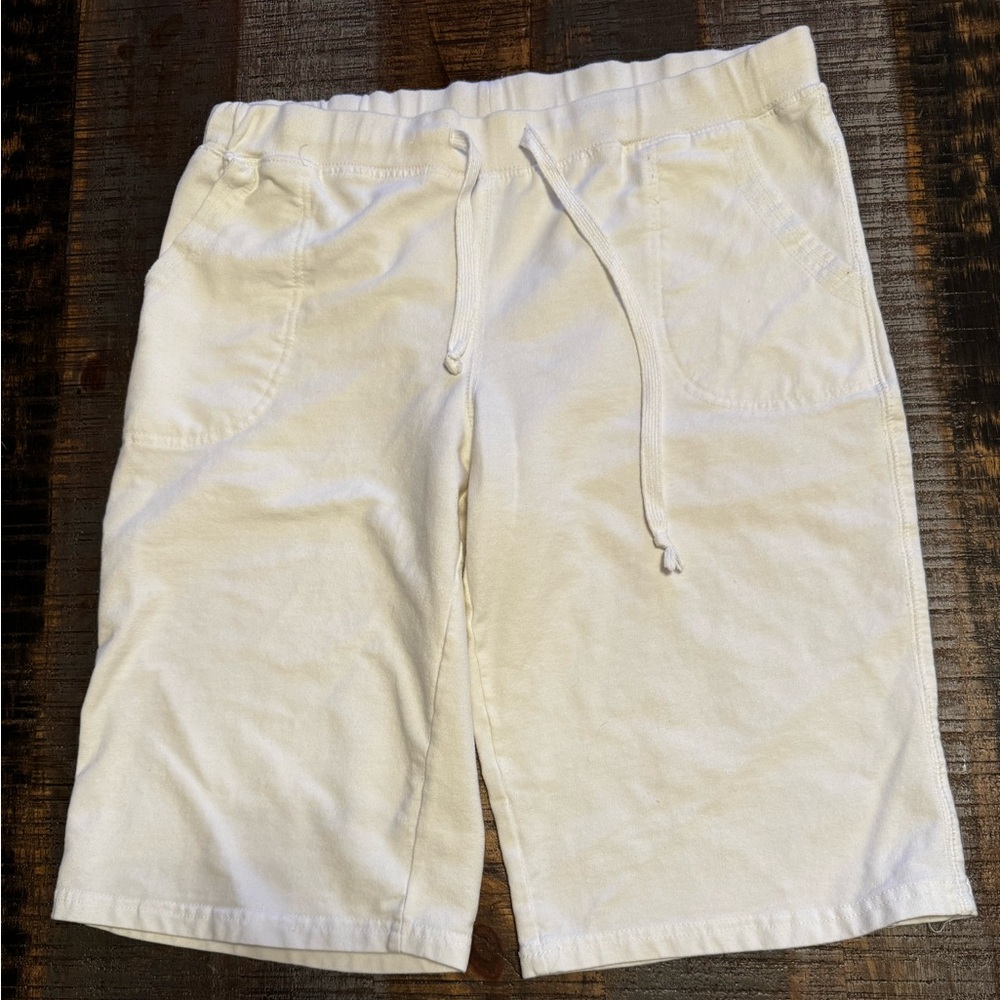 🎀 Womens Bermuda Shorts White Player’s Sport Brand Elastic and Drawstring Large